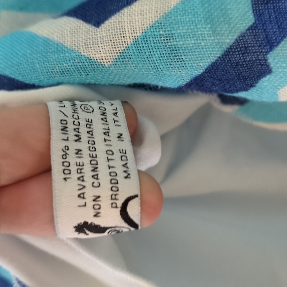 Chevron Patterned Blue & White Mediterranean Line… - image 5